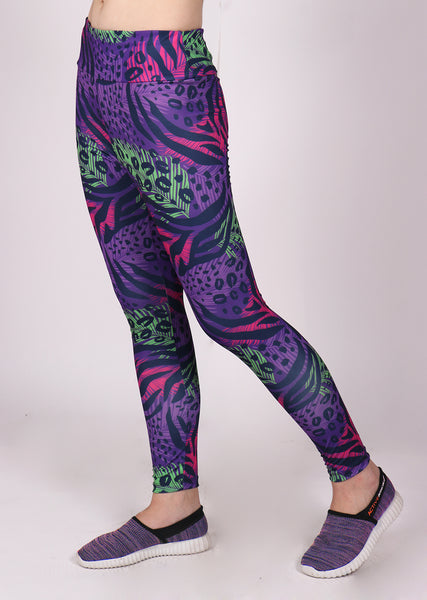 Purple Green Abstract Leggings
