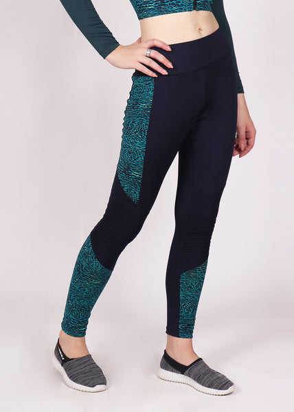 Shop The Look - Crop Zipper + Leggings - Navy Green Reflection