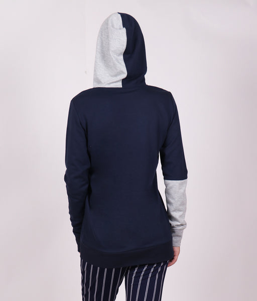 Navy Grey Long Hoodie