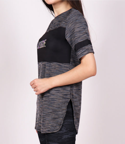 Deep Grey Long T-Shirt with Glitter Logo
