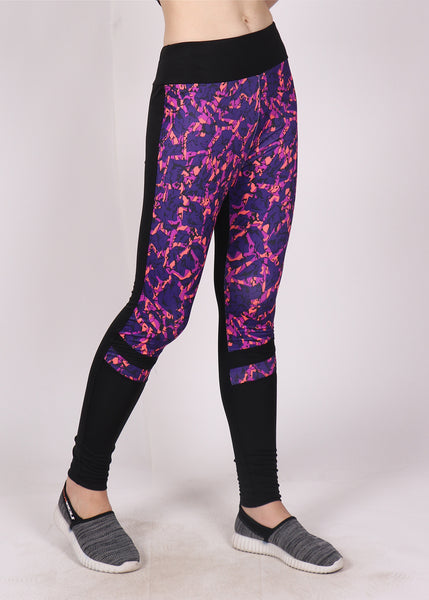 Purple Abstract Black Tights