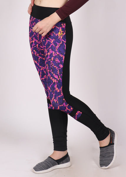 Purple Abstract Black Tights