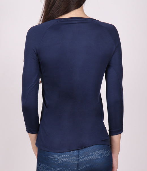 Navy Blue Quarter Sleeves Top