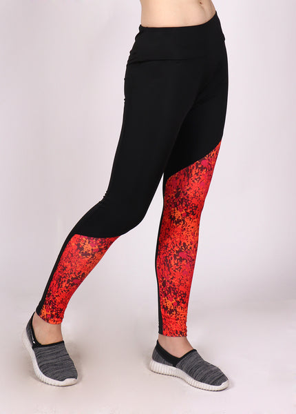 Black Red SlantCut Tights