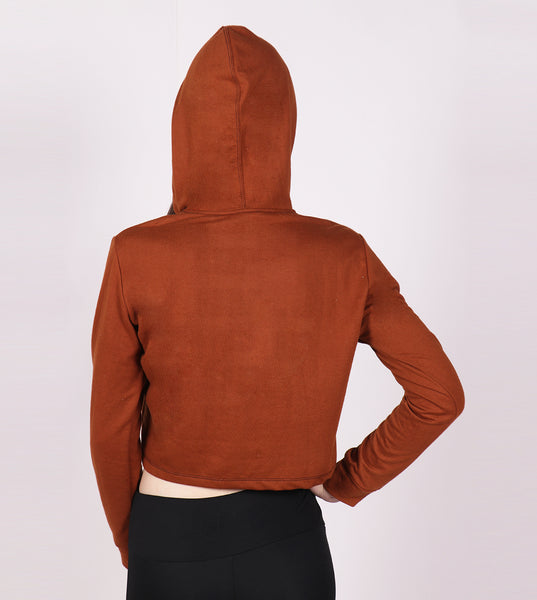 Rustic Brown Crop Hoodie