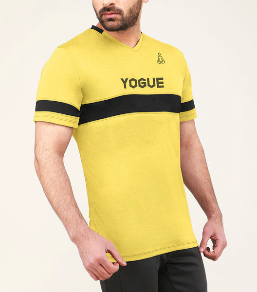 Yellow & Black Stripe V-Neck T-Shirt